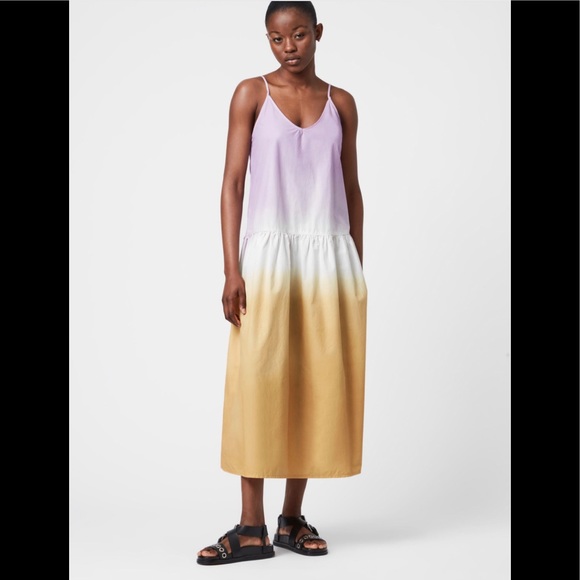 AllSaints Caro Dipdye Dress in Lilac/Camel Size 6 - Picture 1 of 9